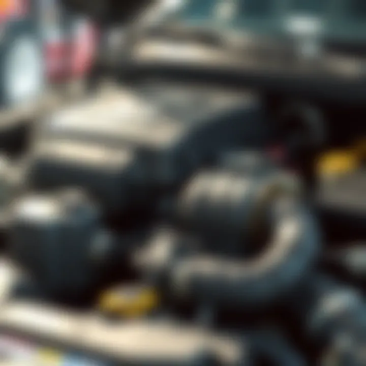 Detailed view of Nissan Frontier engine components