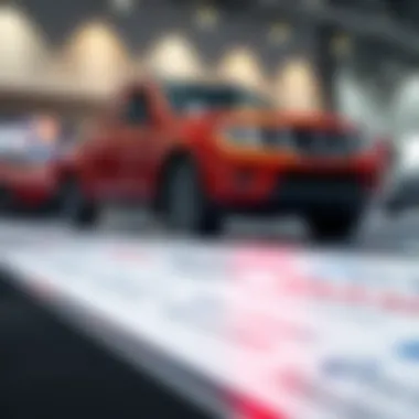 Nissan Frontier on display highlighting recall information