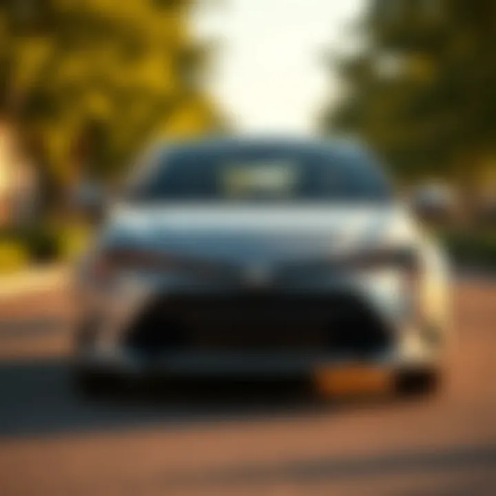 Front view of the 2019 Toyota Corolla LE CVT showcasing its sleek design