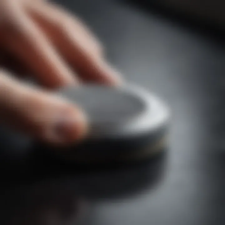 Close-up of the polishing pad in action