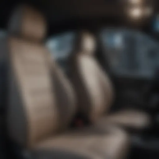 Cutaway view of airbag safe car seat cover demonstrating construction