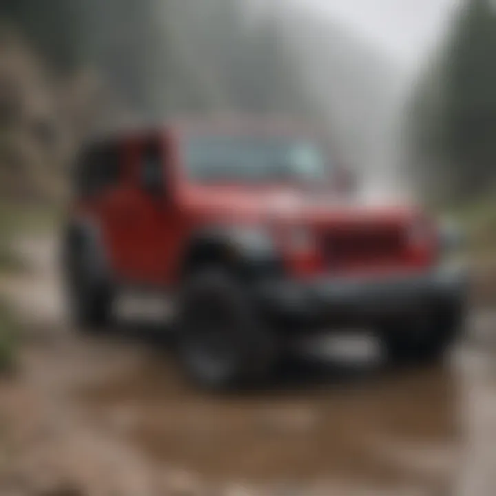 Jeep Wrangler in action off-roading, demonstrating its performance capabilities