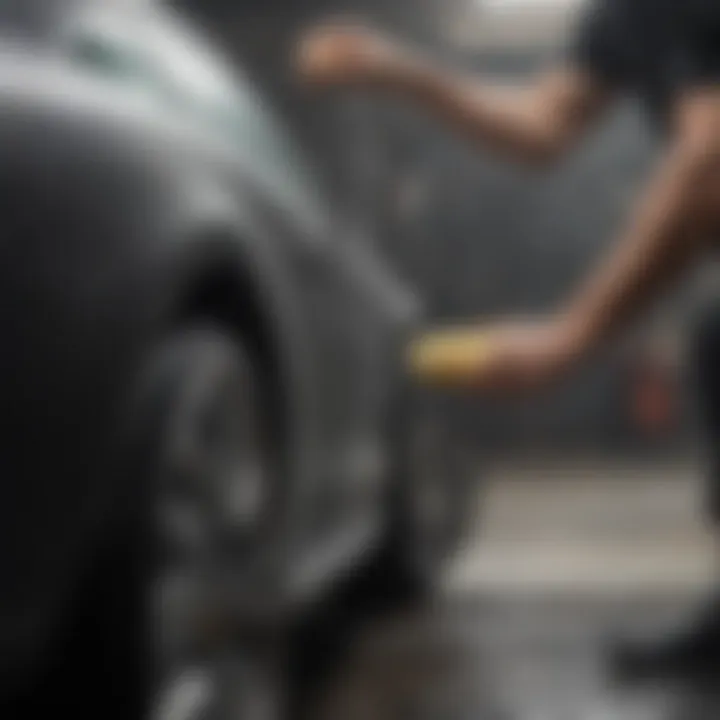 User applying Meguiar's car wash foam with a soft sponge