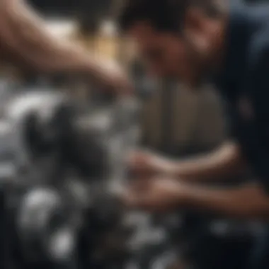 Mechanic inspecting Maserati Ghibli engine
