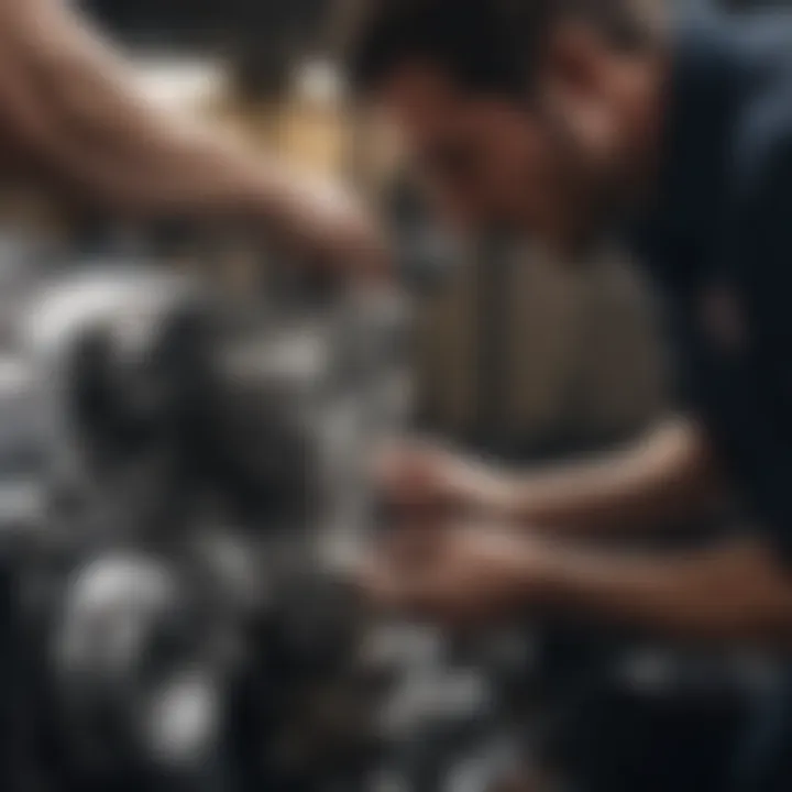 Mechanic inspecting Maserati Ghibli engine