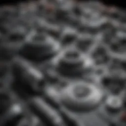 A close-up of various auto parts laid out for rebuilding, showcasing intricate details.
