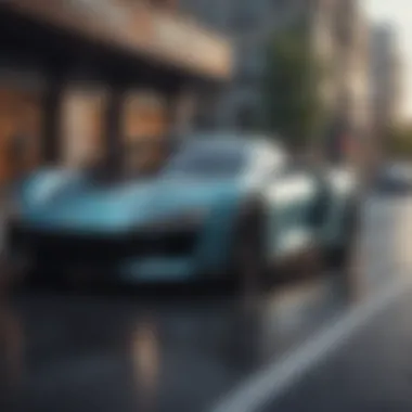 Automobile powered by hydro fuel driving on a road