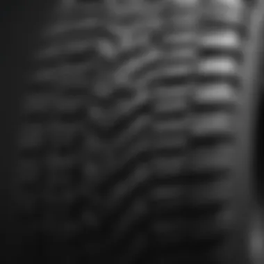 Close-up of all-season tire tread patterns