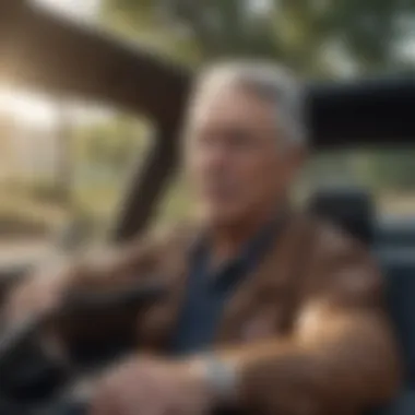 A senior driver enjoying a scenic drive, symbolizing freedom and safety.