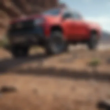 Chevy Truck Performance Across Various Terrains Chevy truck navigating through diverse terrains to showcase performance