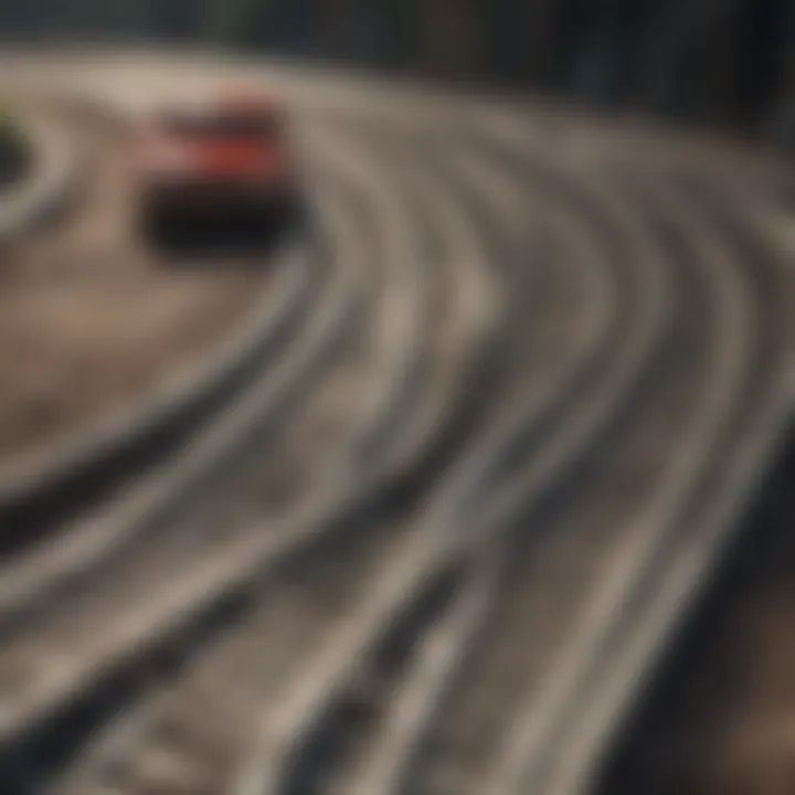 A close-up view of intricate track elements and features enhancing play.