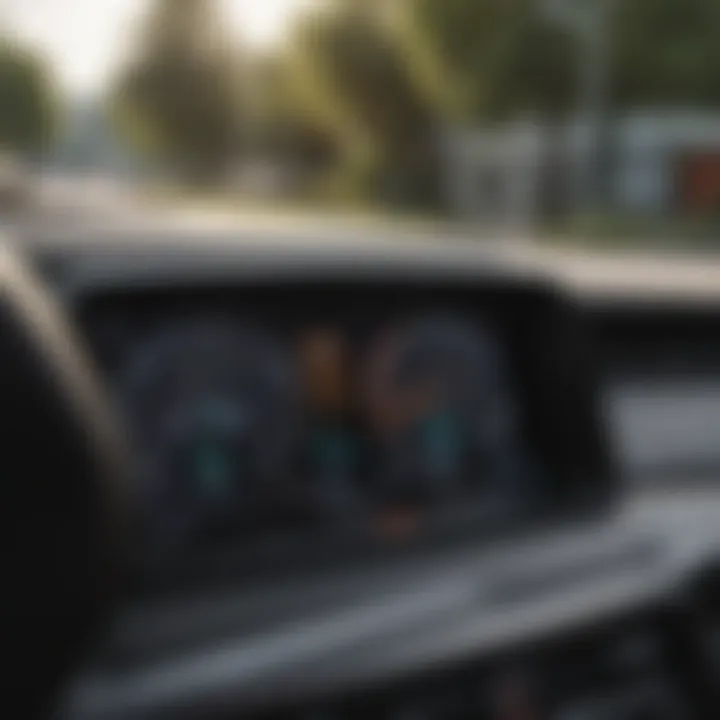 Fuel efficiency dashboard display in an AWD SUV.