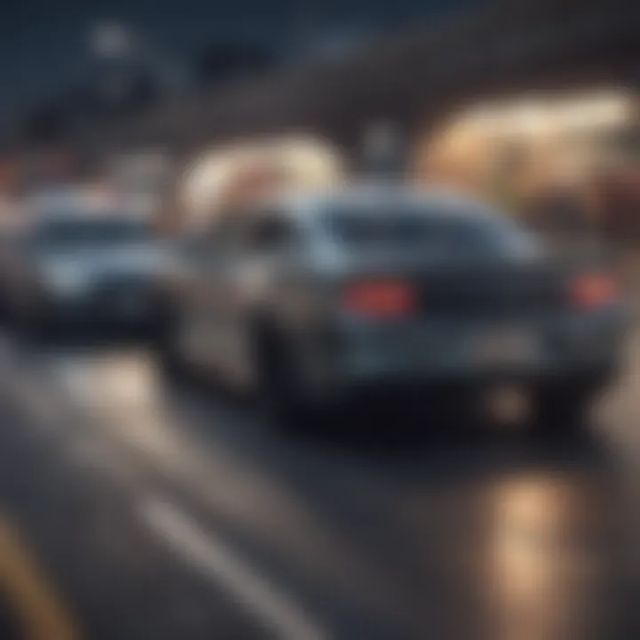 A vehicle being towed by a professional service on a busy highway.