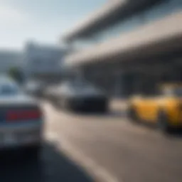 Exterior view of a top-rated car lot showcasing a variety of vehicles