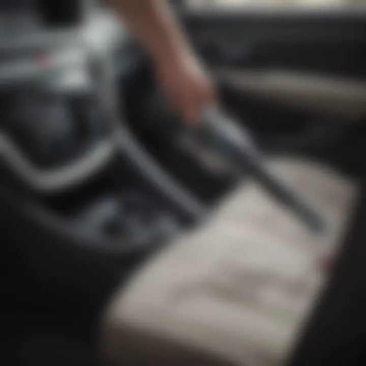 Bissell Multi Cordless Handheld Car Vacuum in action cleaning car interior