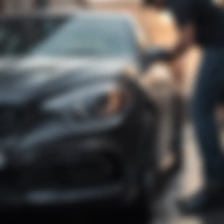 Close-up of black car being washed with Chemical Guys soap