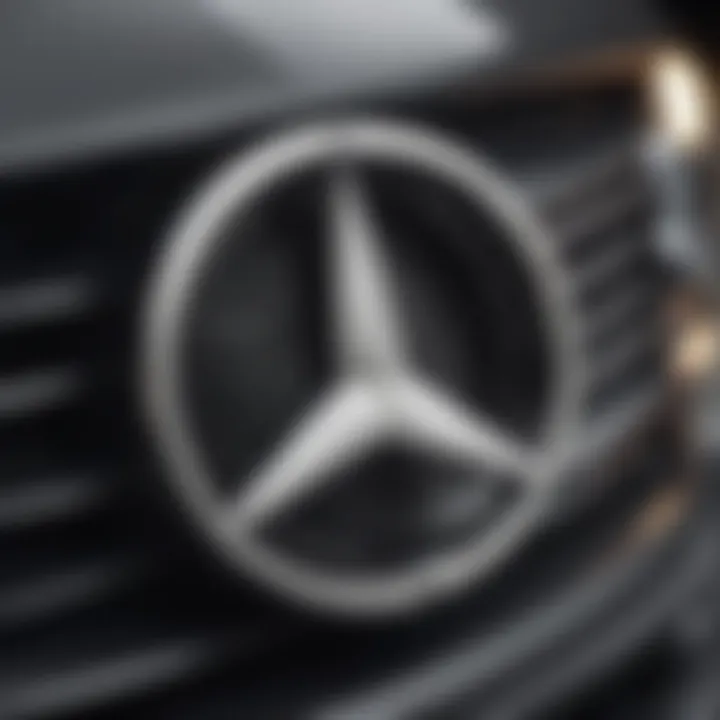 A close-up of the Bravus Mercedes emblem, symbolizing luxury and innovation