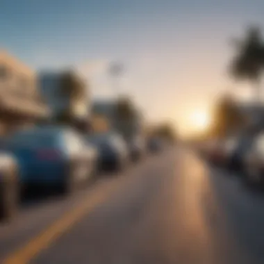 A scenic view of the Cayman Islands with parked used cars