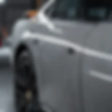 Close-up of ceramic coating being applied to a car