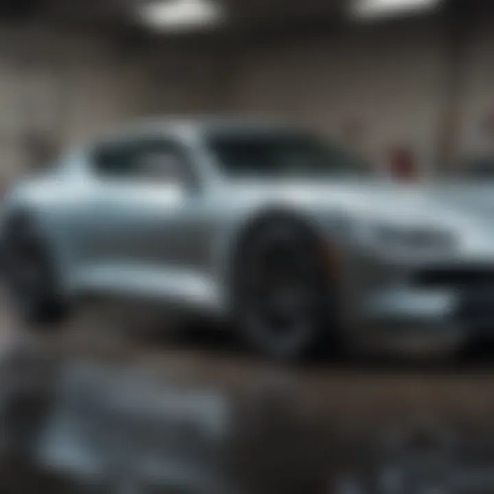 A pristine vehicle undergoing decontamination, showcasing its shine.