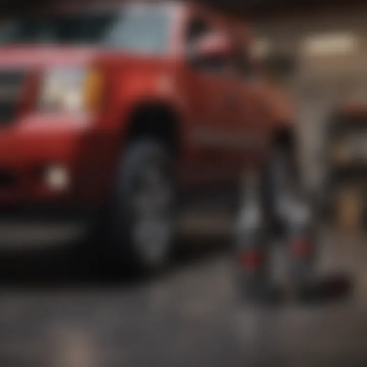 Installation setup showcasing the process of rear air shock replacement