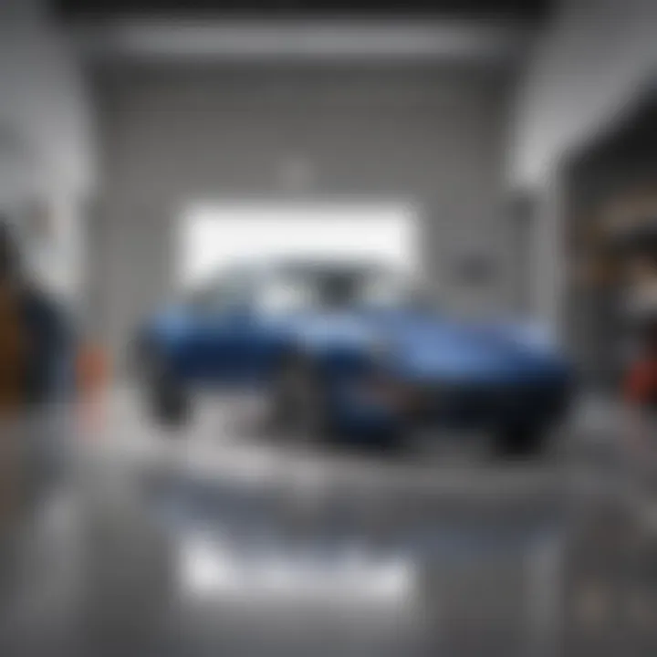 A pristine two-car garage with an epoxy-coated floor, illustrating the perfect blend of style and functionality.