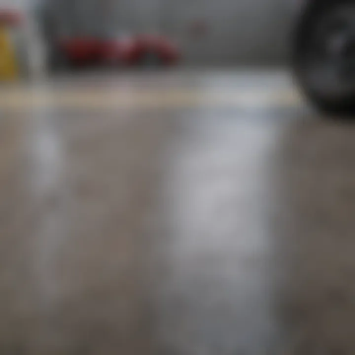 Before and after transformation of a garage floor using epoxy kit, highlighting durability and aesthetic appeal.