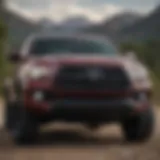 Front view of the 2021 Toyota Tacoma SX showcasing its bold grille and headlights