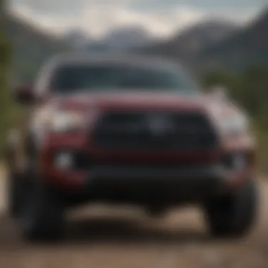 Front view of the 2021 Toyota Tacoma SX showcasing its bold grille and headlights