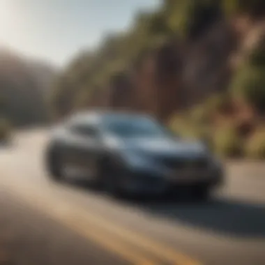 Dynamic driving scene of the 2020 Honda Civic Hatchback EX-L on a winding road.