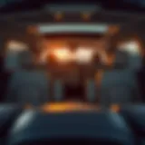 Interior layout of a seven-passenger SUV showcasing spacious seating arrangements