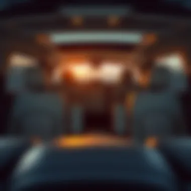 Interior layout of a seven-passenger SUV showcasing spacious seating arrangements