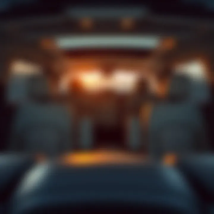 Interior layout of a seven-passenger SUV showcasing spacious seating arrangements