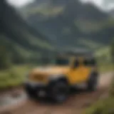 Jeep Wrangler with a Tarp Top in a scenic landscape