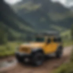 Jeep Wrangler with a Tarp Top in a scenic landscape