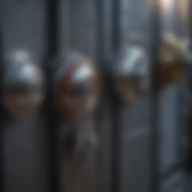 Close-up of various types of trailer locks arranged neatly