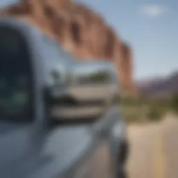 Close-up of a 2011 Chevy Silverado 1500 tow mirror showcasing its design and features