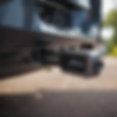 Close-up view of the Ford Edge Sport trailer hitch showcasing its robust design.