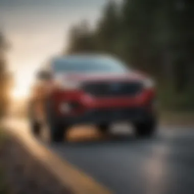 Ford Edge Sport in action, towing a trailer on a scenic route.