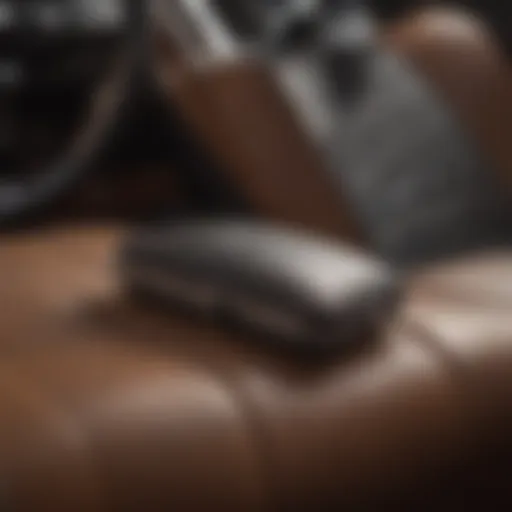 Tools needed for leather seat installation including a staple gun, scissors, and upholstery adhesive.