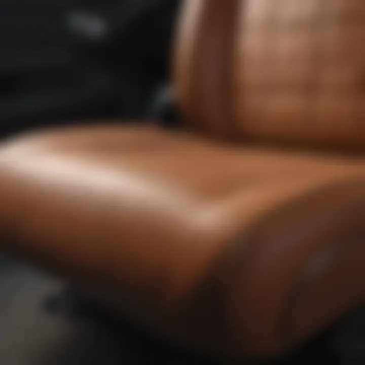 Close-up of high-quality leather upholstery highlighting texture and color options.