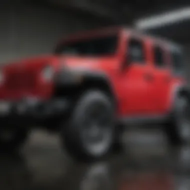 Interior view of the Red Jeep Wrangler highlighting comfort and features