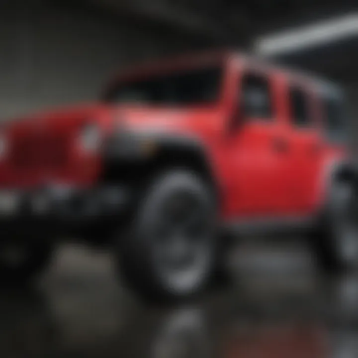 Interior view of the Red Jeep Wrangler highlighting comfort and features