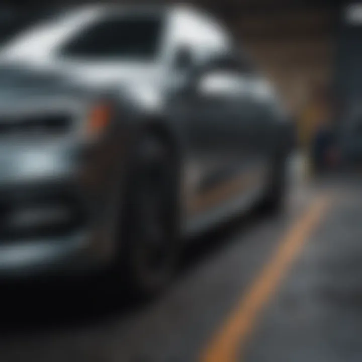 A car being painted with All State Paint in a professional environment