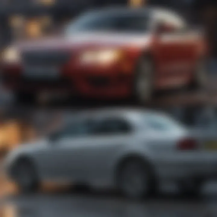 A visually striking before-and-after image of a car after using a buffer kit