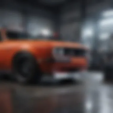 Efficient Workspace for Car Detailing A well-organized workspace with detailing tools and buffer kits