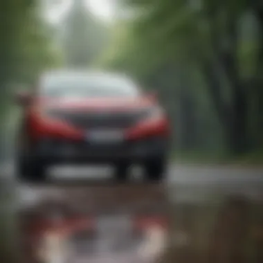 Wiper blades in action during rain on a Honda CRV