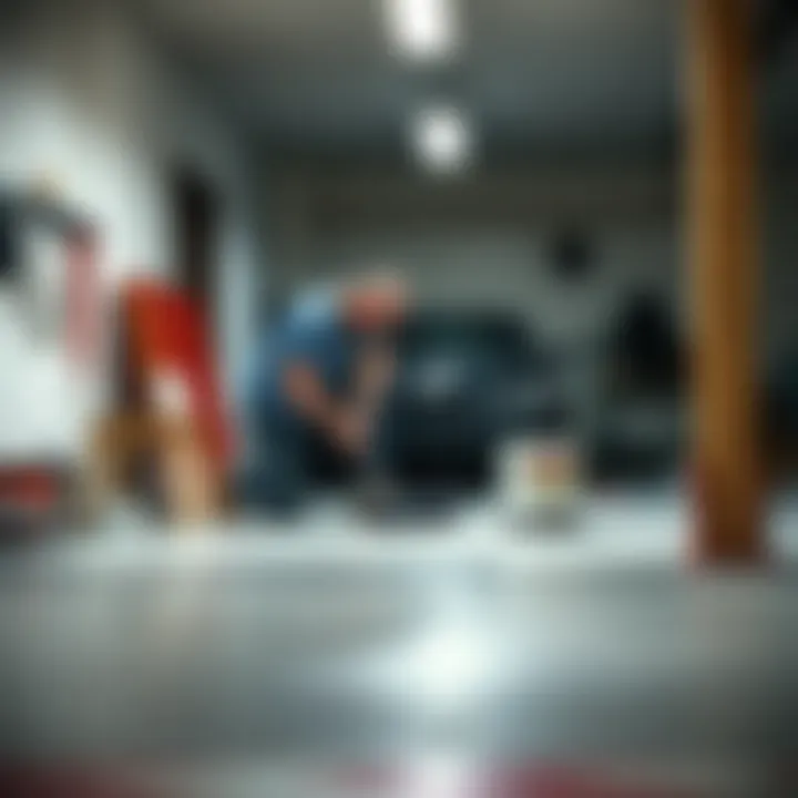 Applying paint to garage floor