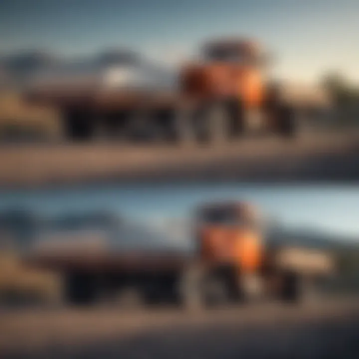 A side-by-side comparison of different small truck flatbed configurations displaying their variations.