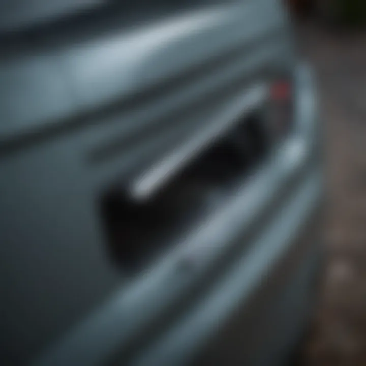 Close-up view of a rear wiper blade on a Subaru Forester